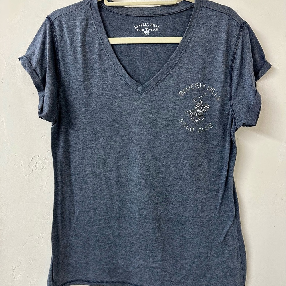 Beverly Hills Polo Club Women's Charcoal V-Neck Tee